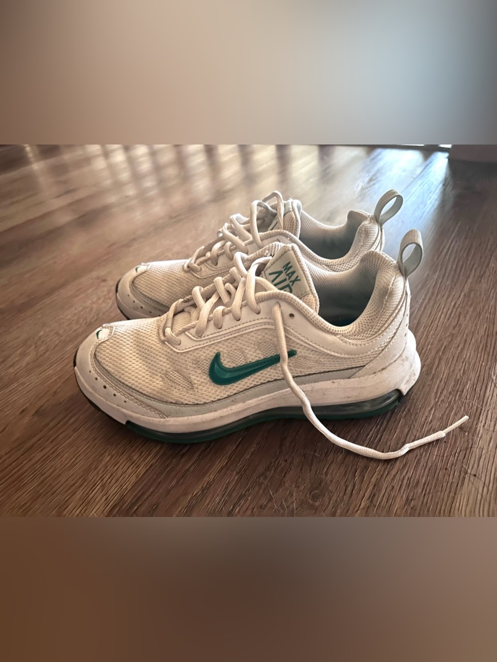 Nike Max Air White Sneakers with Teal Swoosh